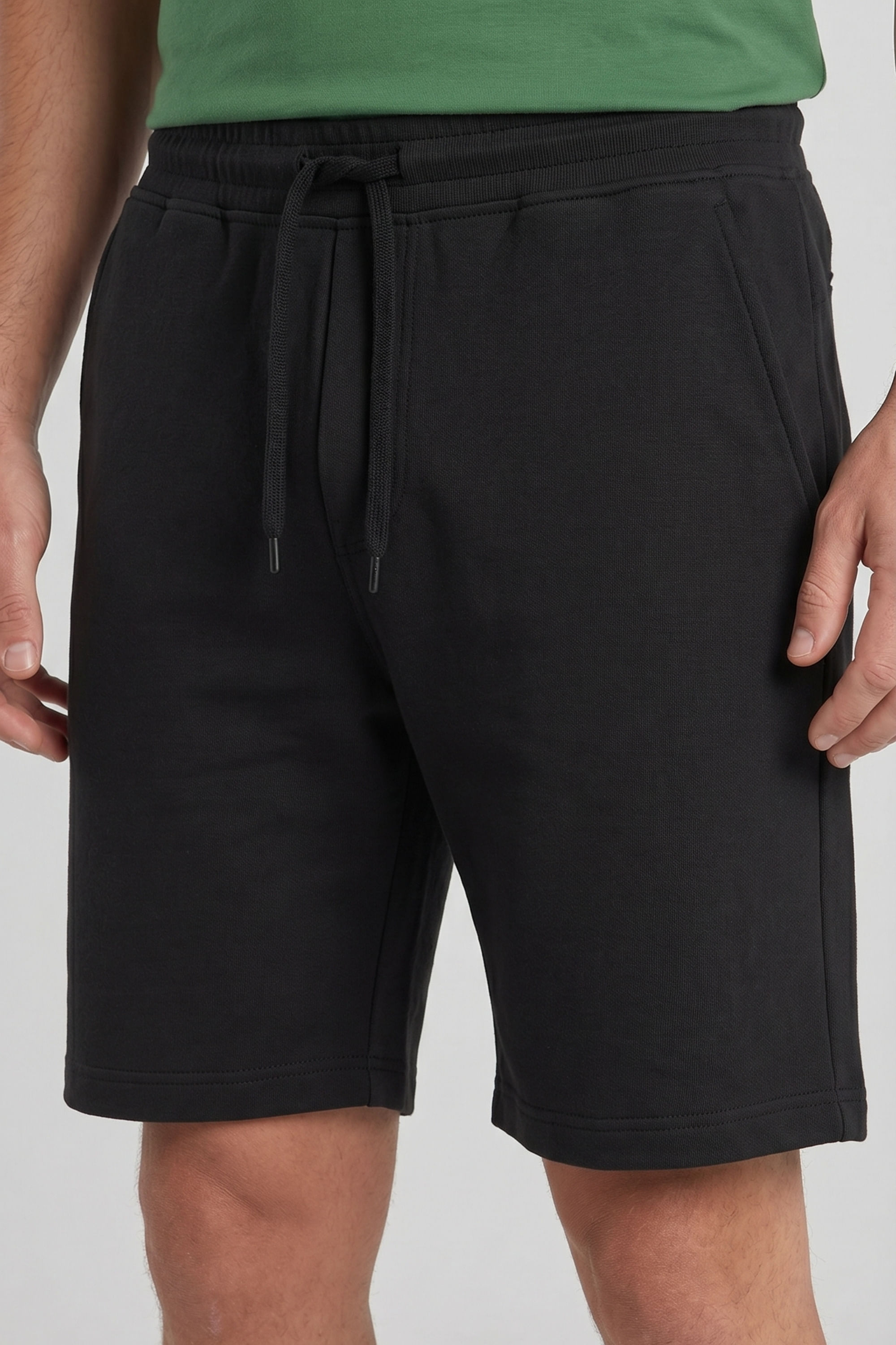 Bermuda Masculina Adulto em Moletom Sem Felpa (Preto) Just Basic